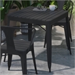 Afuera Living Metal Patio Table with Poly Resin Slatted Top in Black