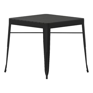 Afuera Living Metal Patio Table with Poly Resin Slatted Top in Black