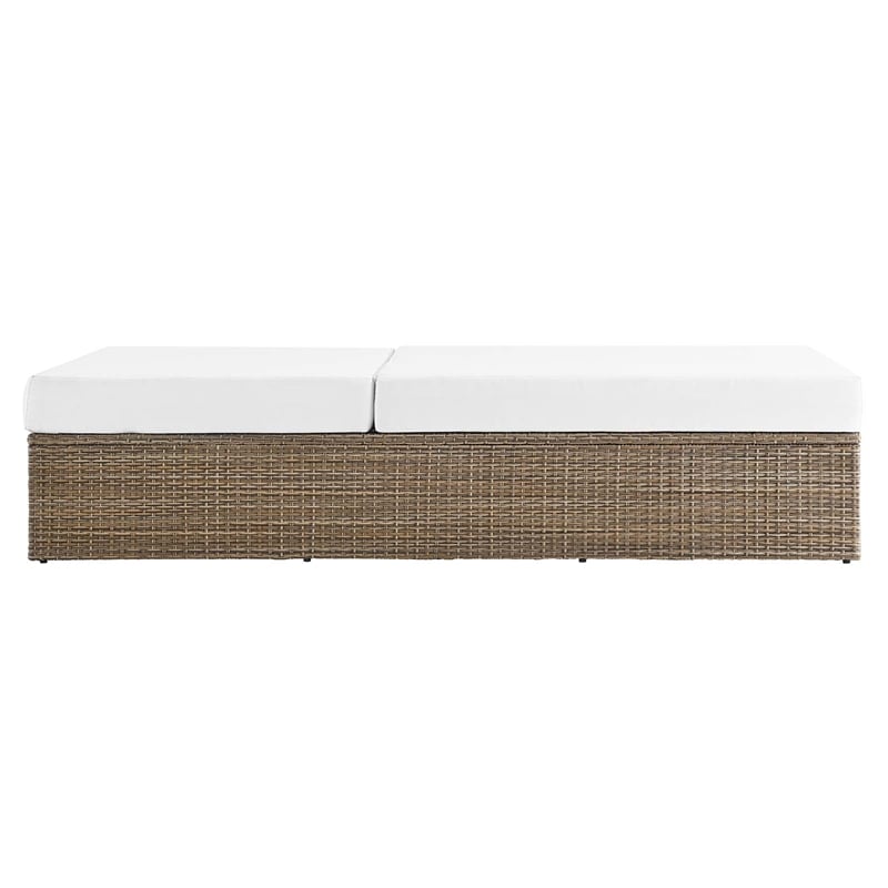 Afuera Living Synthetic Rattan Outdoor Chaise Lounge in White