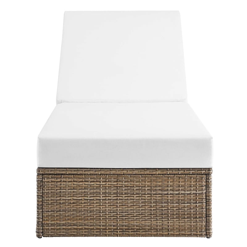 Afuera Living Synthetic Rattan Outdoor Chaise Lounge in White