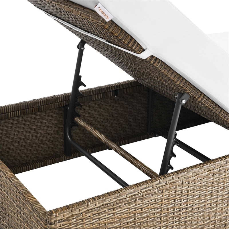 Afuera Living Synthetic Rattan Outdoor Chaise Lounge in White