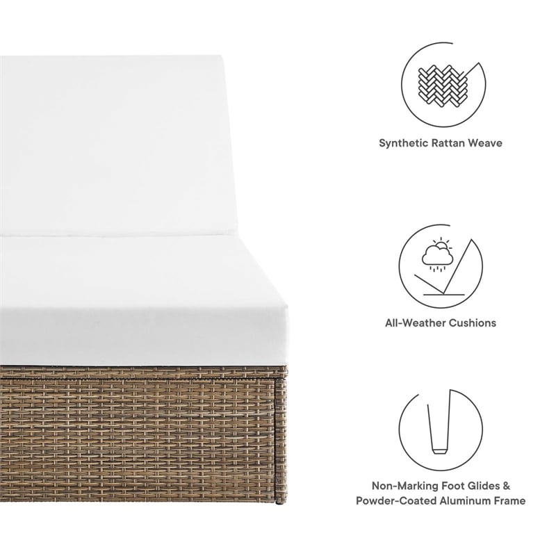 Afuera Living Synthetic Rattan Outdoor Chaise Lounge in White
