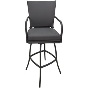 Afuera Living 30&quot Outdoor Swivel Bar Stool in Gray Fabric & Frame