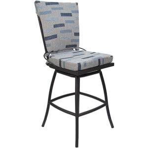 Afuera Living 26&quot Swivel Counter Stool in Blue Beige Fabric & Gray Frame