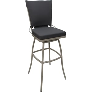 Afuera Living Indoor Outdoor Bar Stool 30 in Without Arms Dark Gray Beige