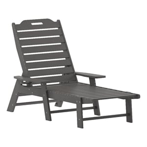 Afuera Living Adjustable Adirondack Lounge Chair with Cupholder in Gray