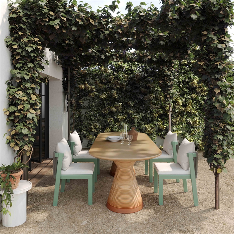 Afuera Living Oval Concrete Dining Table in Terracotta for Indoor/Outdoor Use