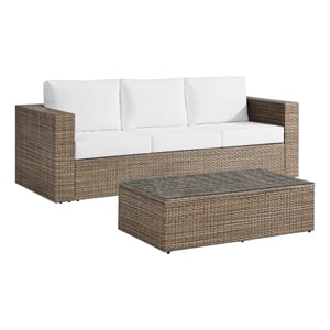 Afuera Living 2-Piece Outdoor Rattan Furniture Set in White