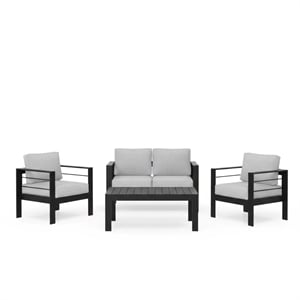 Afuera Living 4-Piece Modern Aluminum Patio Conversation Set