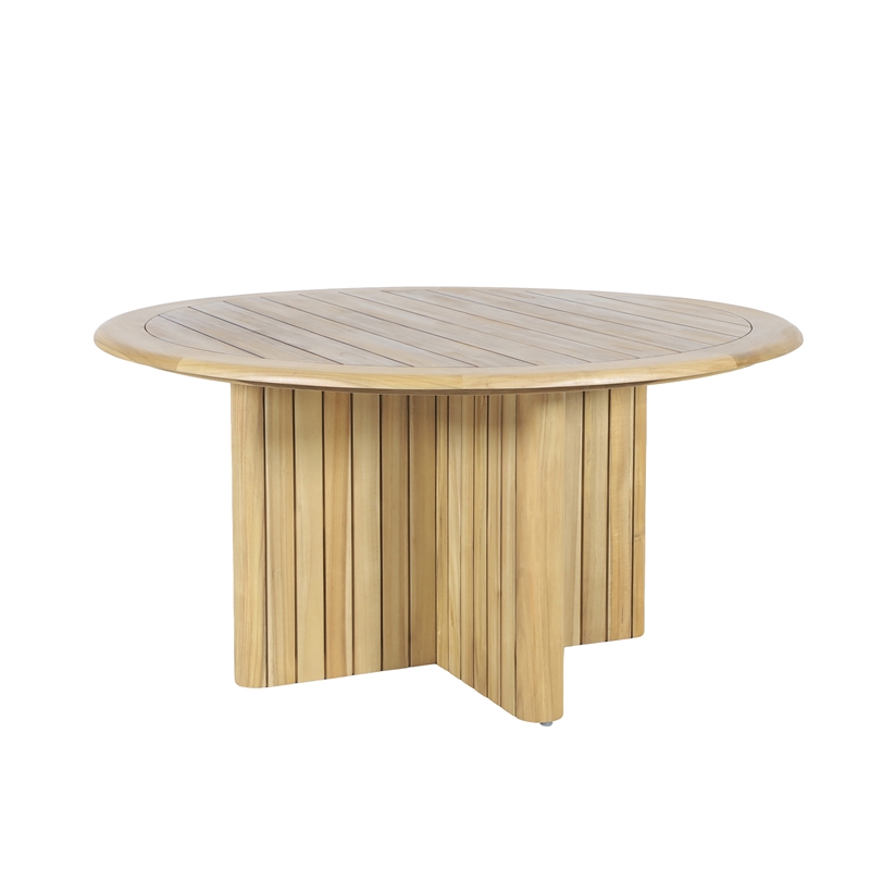 Afuera Living Wood Round Patio Dining Table in Natural Brown