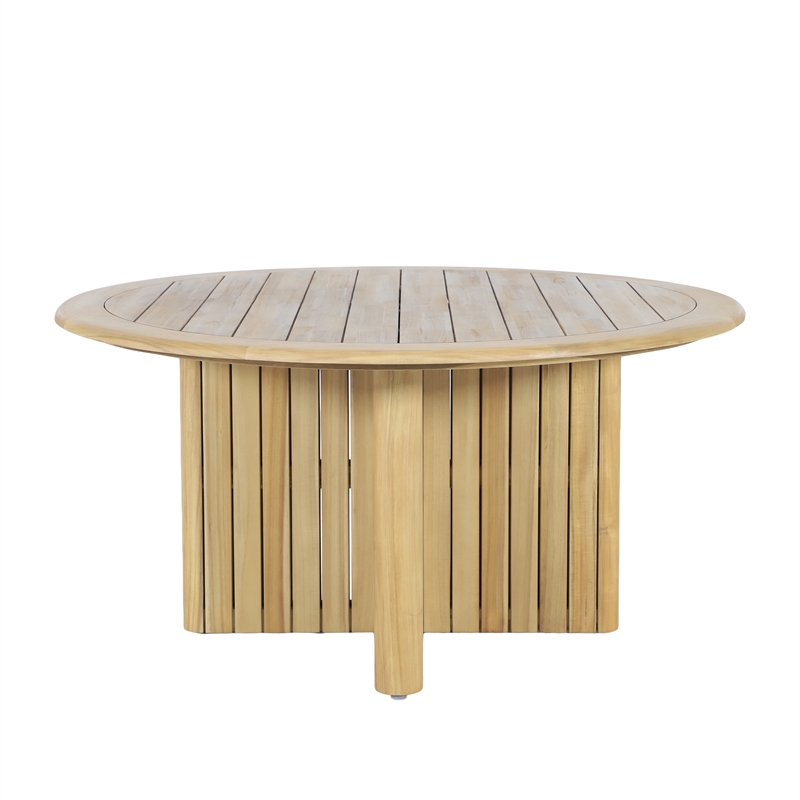 Afuera Living Wood Round Patio Dining Table in Natural Brown