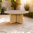 Afuera Living Wood Round Patio Dining Table in Natural Brown