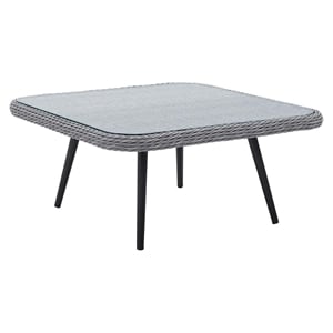 Afuera Living Square Rattan Outdoor Patio Coffee Table in Gray