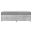 Afuera Living Rectangular Fabric Patio Ottoman in Light Gray Finish