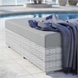 Afuera Living Rectangular Fabric Patio Ottoman in Light Gray Finish