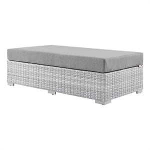 Afuera Living Rectangular Fabric Patio Ottoman in Light Gray Finish