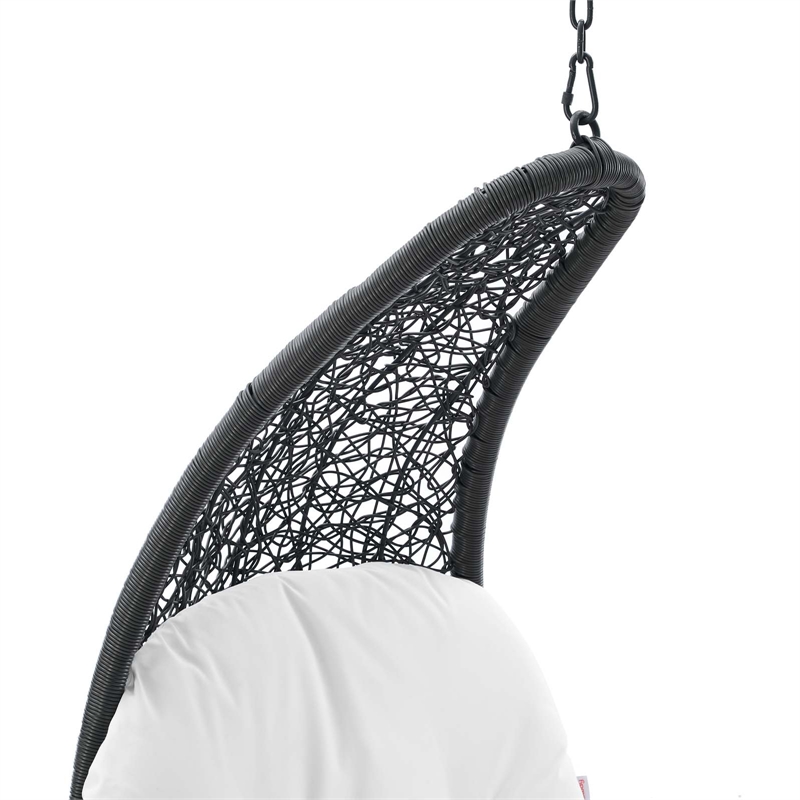 Afuera Living Rattan Patio Hanging Chaise Lounge Swing Chair in Light Gray White