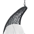 Afuera Living Rattan Patio Hanging Chaise Lounge Swing Chair in Light Gray White