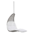 Afuera Living Rattan Patio Hanging Chaise Lounge Swing Chair in Light Gray White