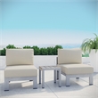Afuera Living 3-Piece Aluminum Patio Sectional Set in Silver and Beige