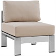 Afuera Living 3-Piece Aluminum Patio Sectional Set in Silver and Beige