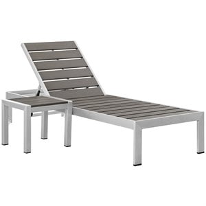 Afuera Living 2-Piece Aluminum and Wood Outdoor Patio Set in Grey
