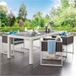 Afuera Living Rectangle Aluminum Patio Dining Table in White Gray