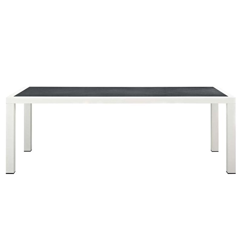 Afuera Living Rectangle Aluminum Patio Dining Table in White Gray