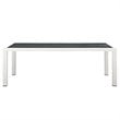 Afuera Living Rectangle Aluminum Patio Dining Table in White Gray