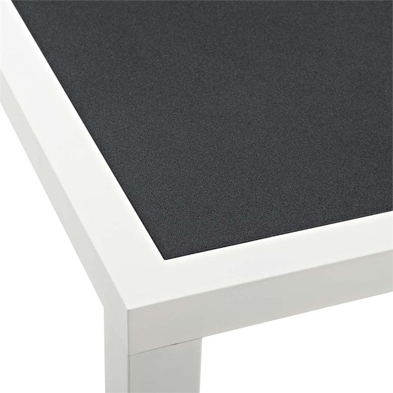 Afuera Living Rectangle Aluminum Patio Dining Table in White Gray