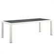 Afuera Living Rectangle Aluminum Patio Dining Table in White Gray