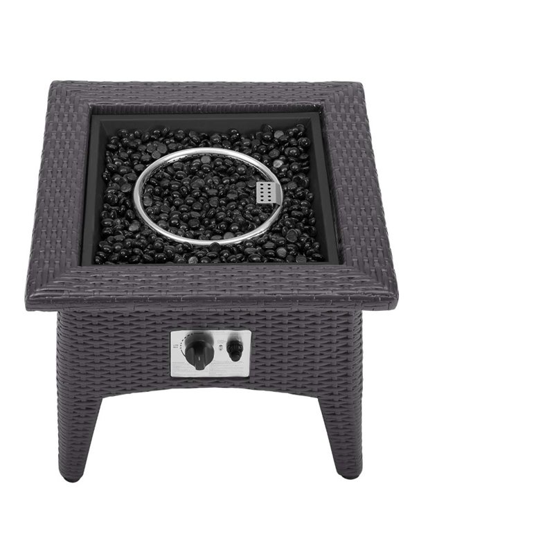 Afuera Living Rattan Aluminum Fire Pit Patio Coffee Table in Espresso