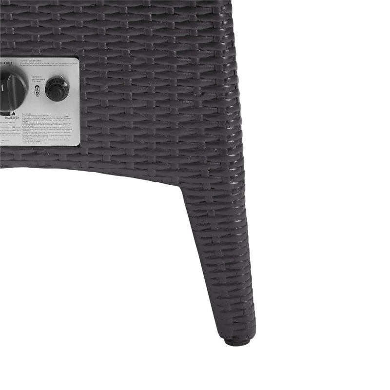 Afuera Living Rattan Aluminum Fire Pit Patio Coffee Table in Espresso