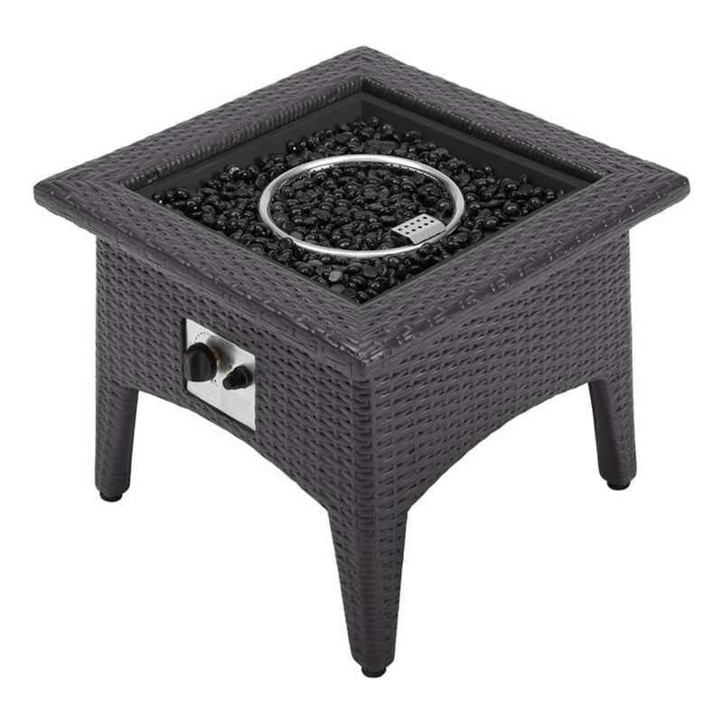 Afuera Living Rattan Aluminum Fire Pit Patio Coffee Table in Espresso