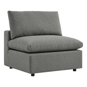 Afuera Living Modern Fabric Overstuffed Outdoor Patio Armless Chair in Charcoal