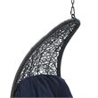 Afuera Living Rattan Hanging Chaise Lounge Swing Chair in Gray/Navy