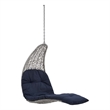 Afuera Living Rattan Hanging Chaise Lounge Swing Chair in Gray/Navy