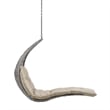 Afuera Living Rattan Hanging Chaise Lounge Swing Chair in Gray/Beige