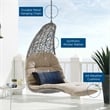 Afuera Living Rattan Hanging Chaise Lounge Swing Chair in Gray/Beige
