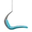 Afuera Living Rattan Hanging Chaise Lounge Swing Chair in Gray/Turquoise