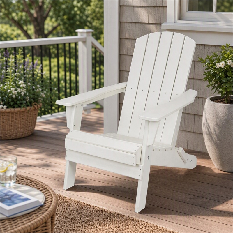 Afuera Living All-Weather Resin Folding Adirondack Chair in White