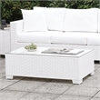 Afuera Living Rattan Patio Ottoman with Cushion in White Finish