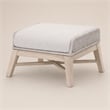 Afuera Living Outdoor Footstool with Teak Legs and Rope Design in Taupe