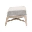 Afuera Living Outdoor Footstool with Teak Legs and Rope Design in Taupe