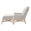 Afuera Living Outdoor Footstool with Teak Legs and Rope Design in Taupe
