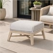 Afuera Living Outdoor Footstool with Teak Legs and Rope Design in Taupe