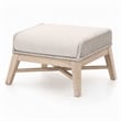 Afuera Living Outdoor Footstool with Teak Legs and Rope Design in Taupe