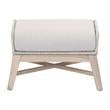 Afuera Living Outdoor Footstool with Teak Legs and Rope Design in Taupe