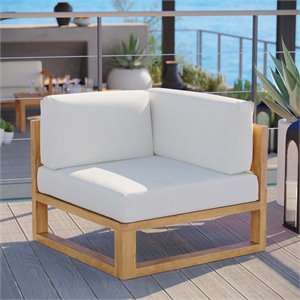 Afuera Living Solid Teak Outdoor Corner Chair in Natural White