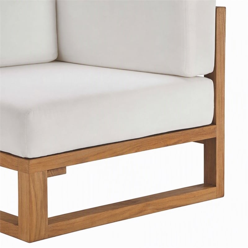 Afuera Living Solid Teak Outdoor Corner Chair in Natural White